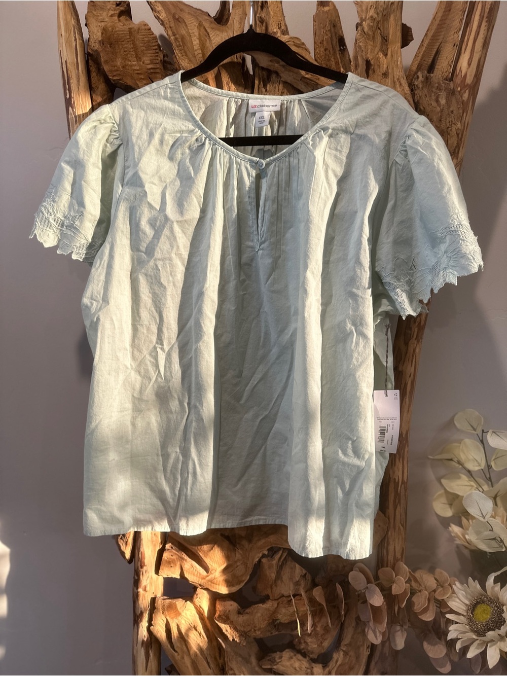 jcpenney Light Blue Short-Sleeve Peasant Blouse
